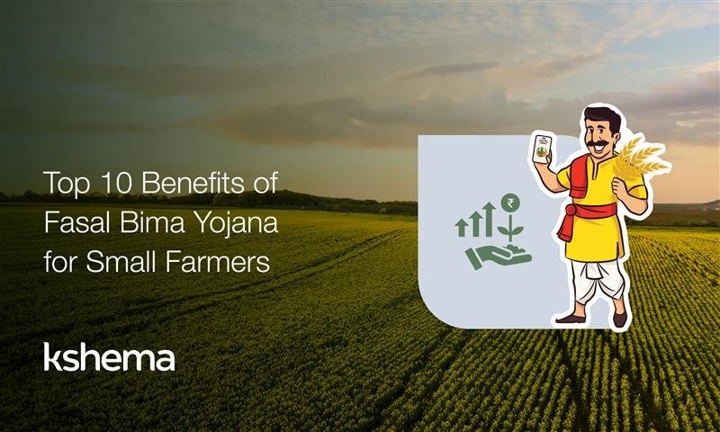 Fasal Bima Yojana, Infographic showing top 10 benefits of Fasal Bima Yojana (PMFBY) for small farmers, including low premiums, crop loss coverage and timely claim settlement